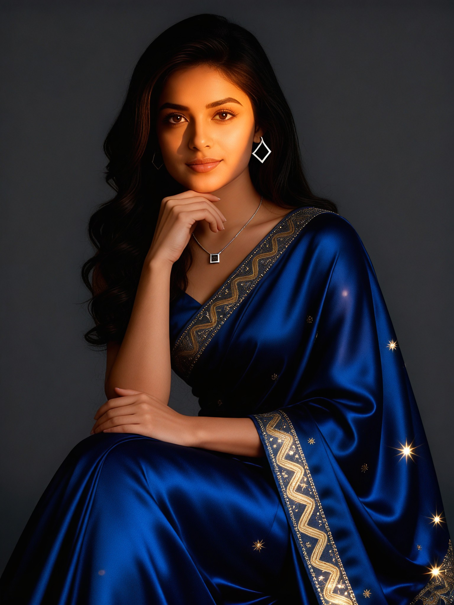 Blue Saree Artistic Portrait image