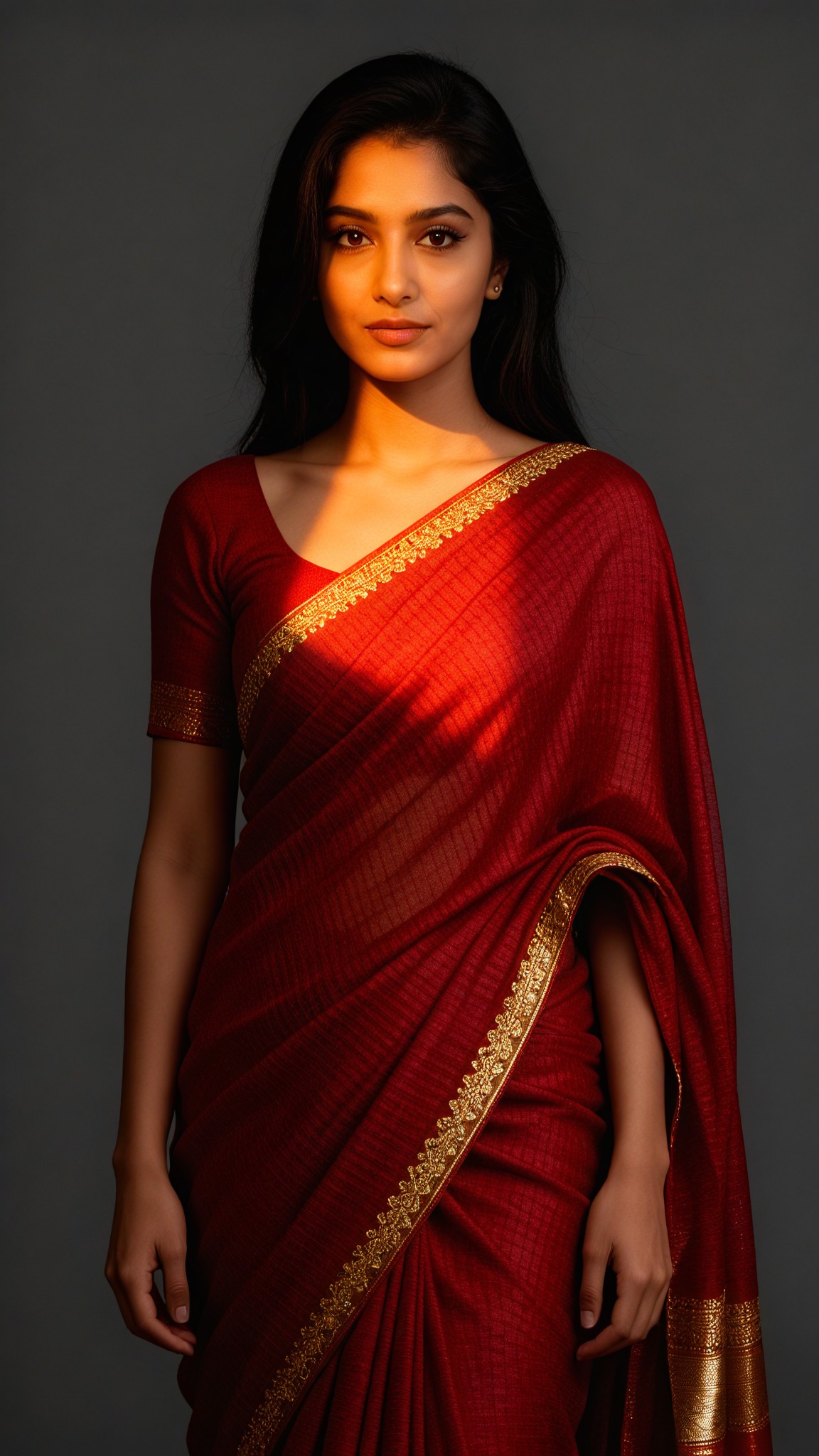Red Saree Artistic Portrait image