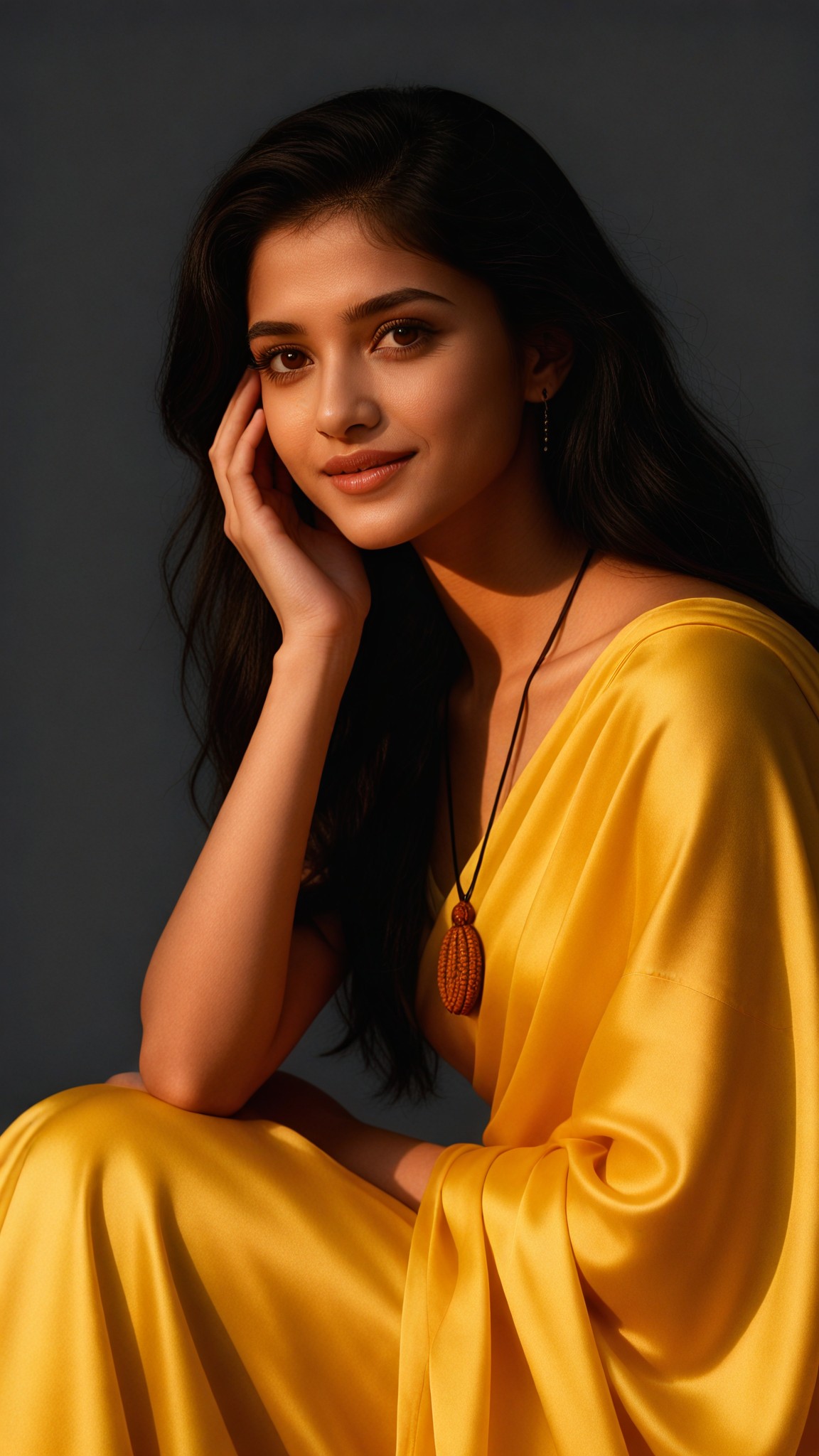 Artistic Portrait of Yellow Saree image