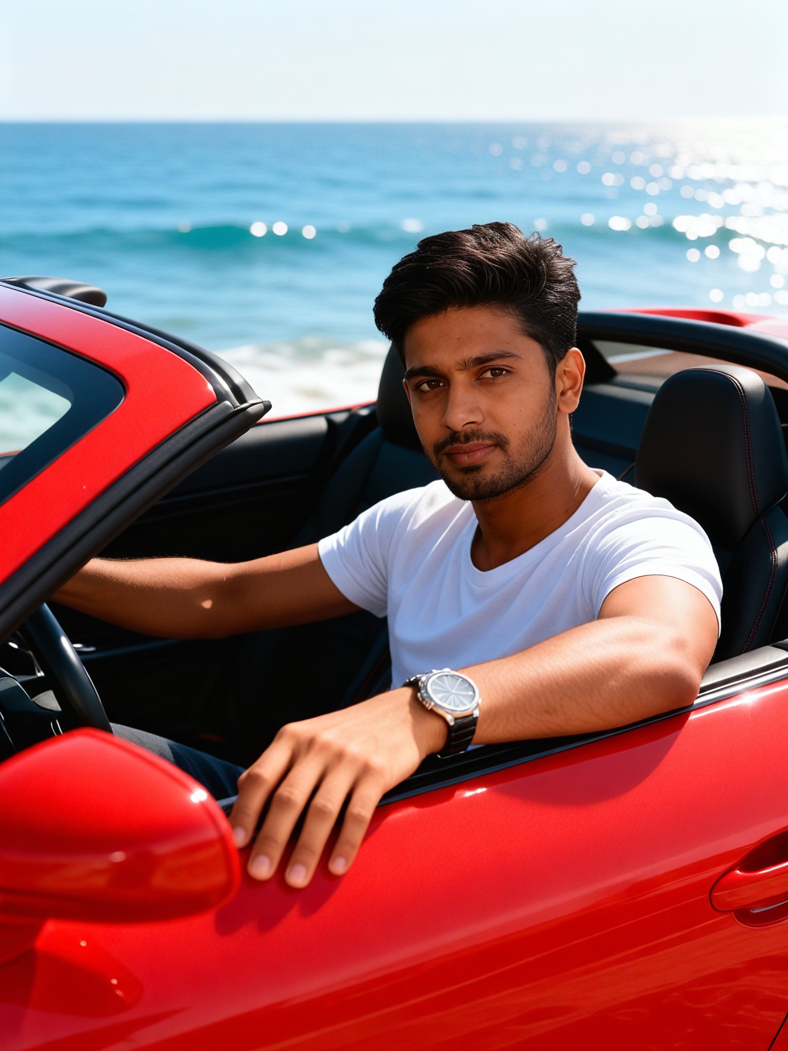 Red Supercar by the Sea image