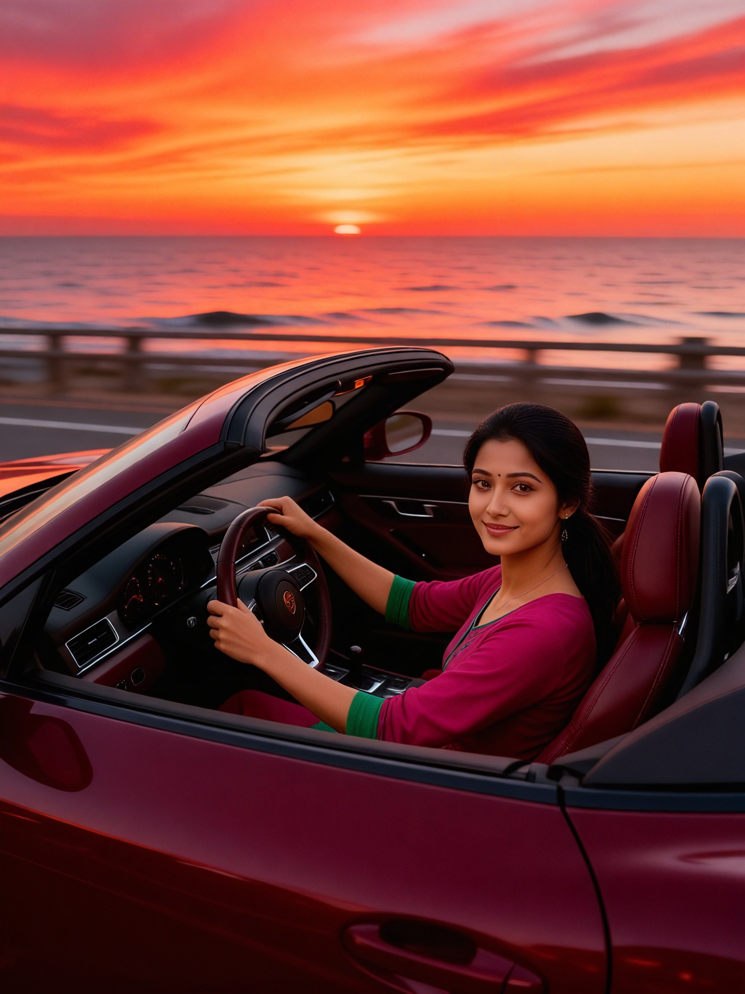 Beautiful woman driving a supercar image