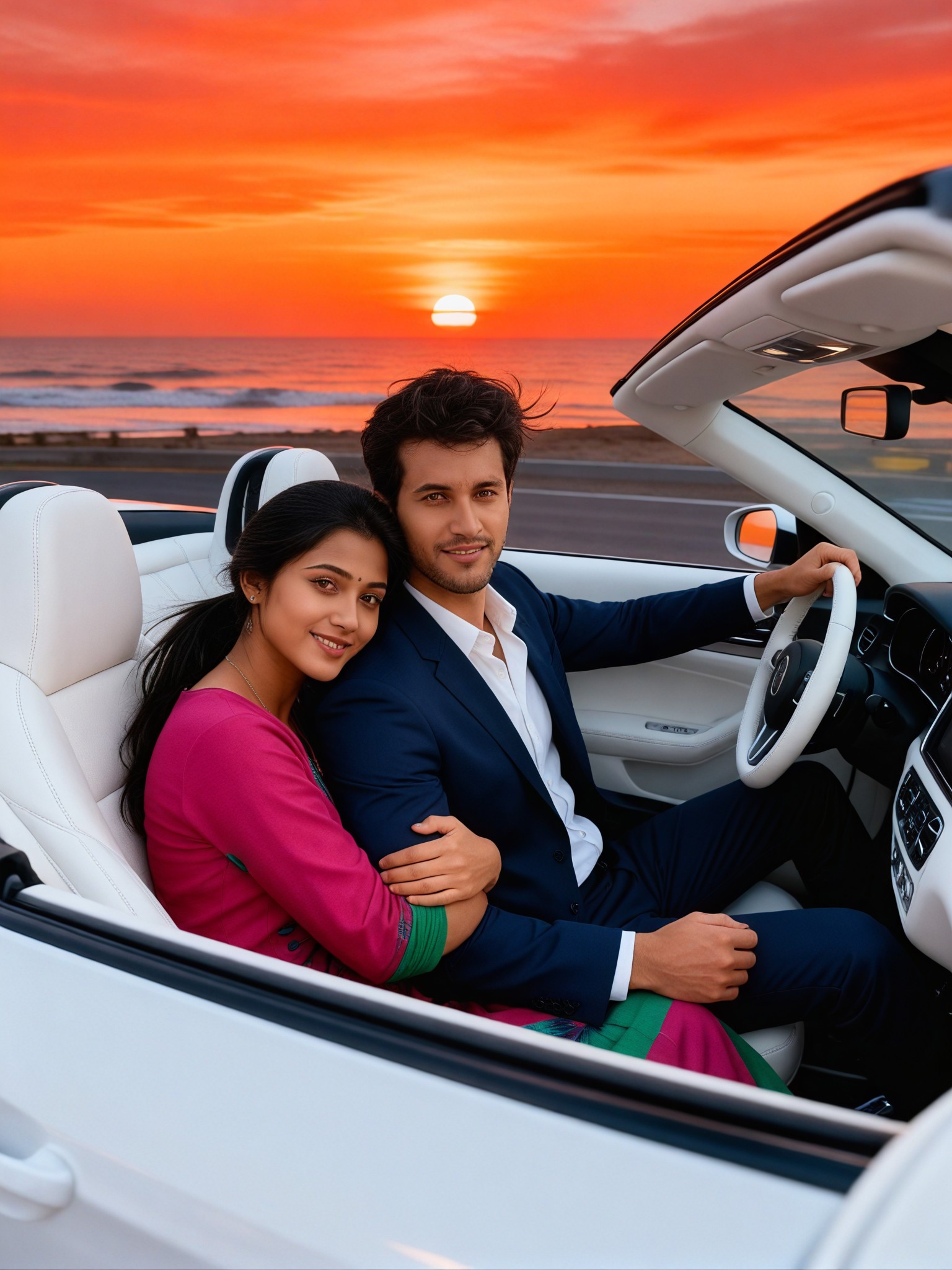 Couple driving a supercar image