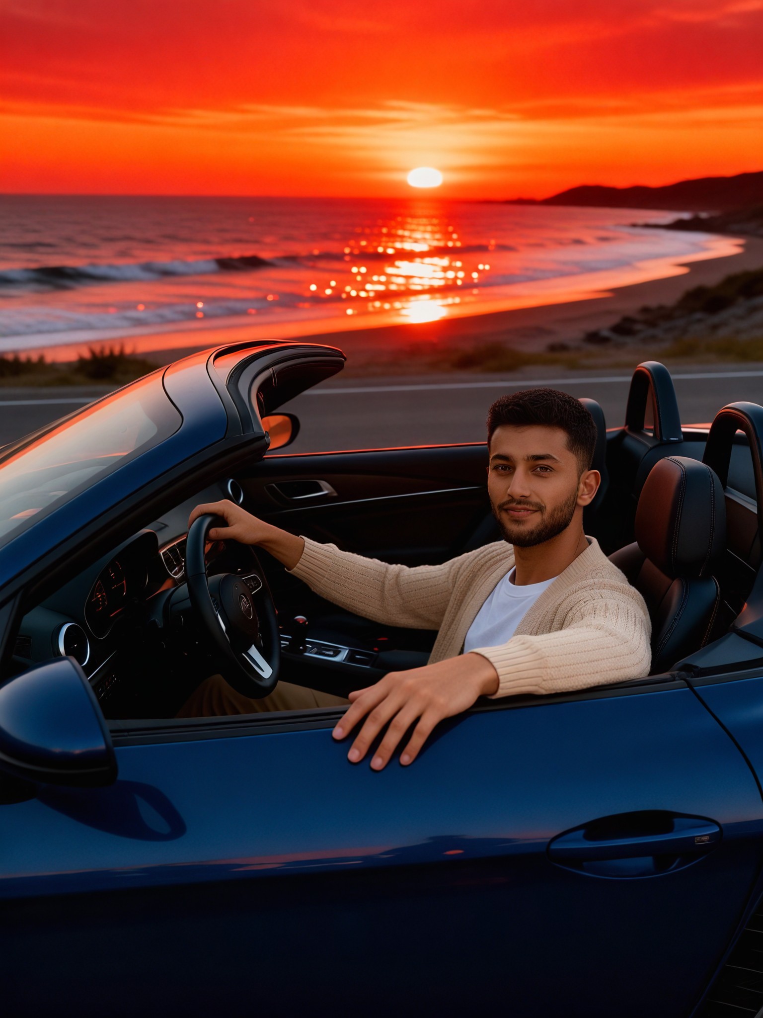 Handsome guy drives a supercar image