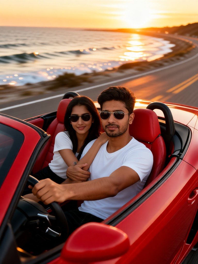 Sports car couple image