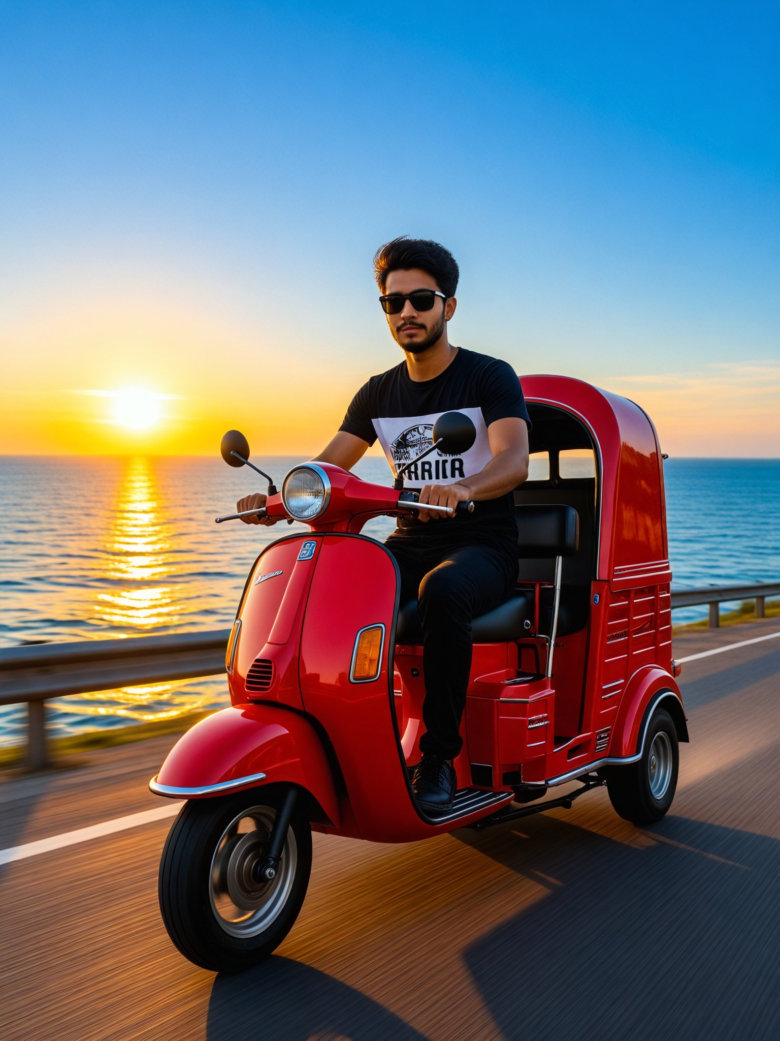Three-wheeler by the seaside image