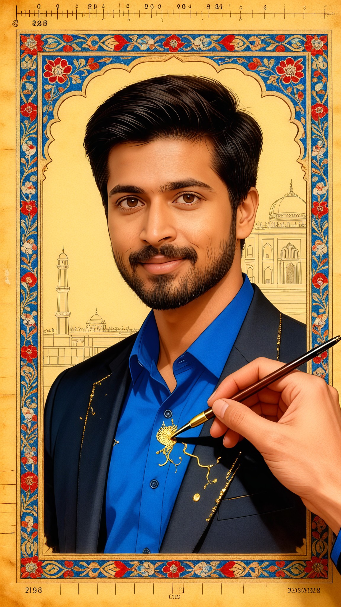 Hand-painted Mughal Miniature image