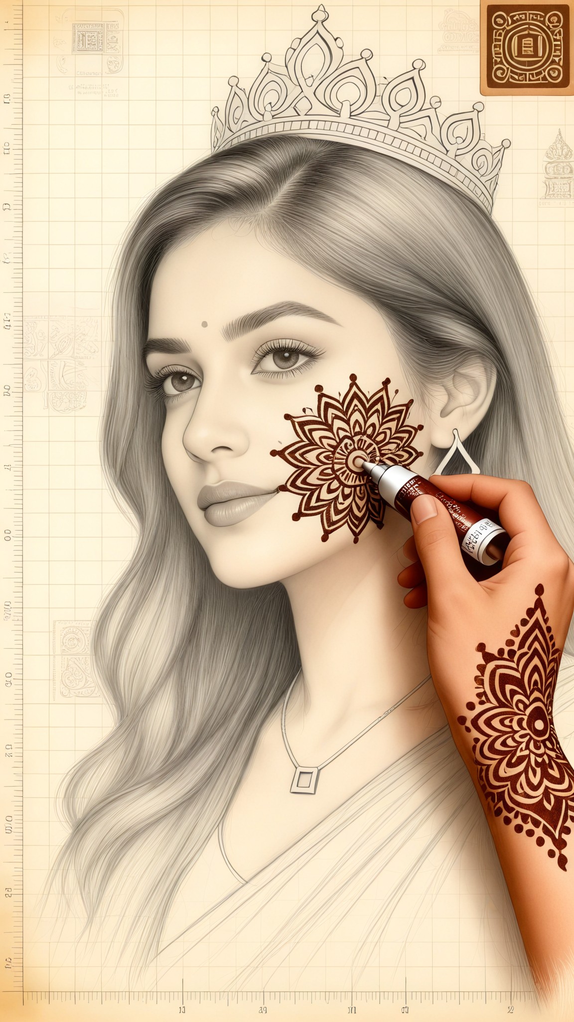 Mandala pattern pencil drawing content style image