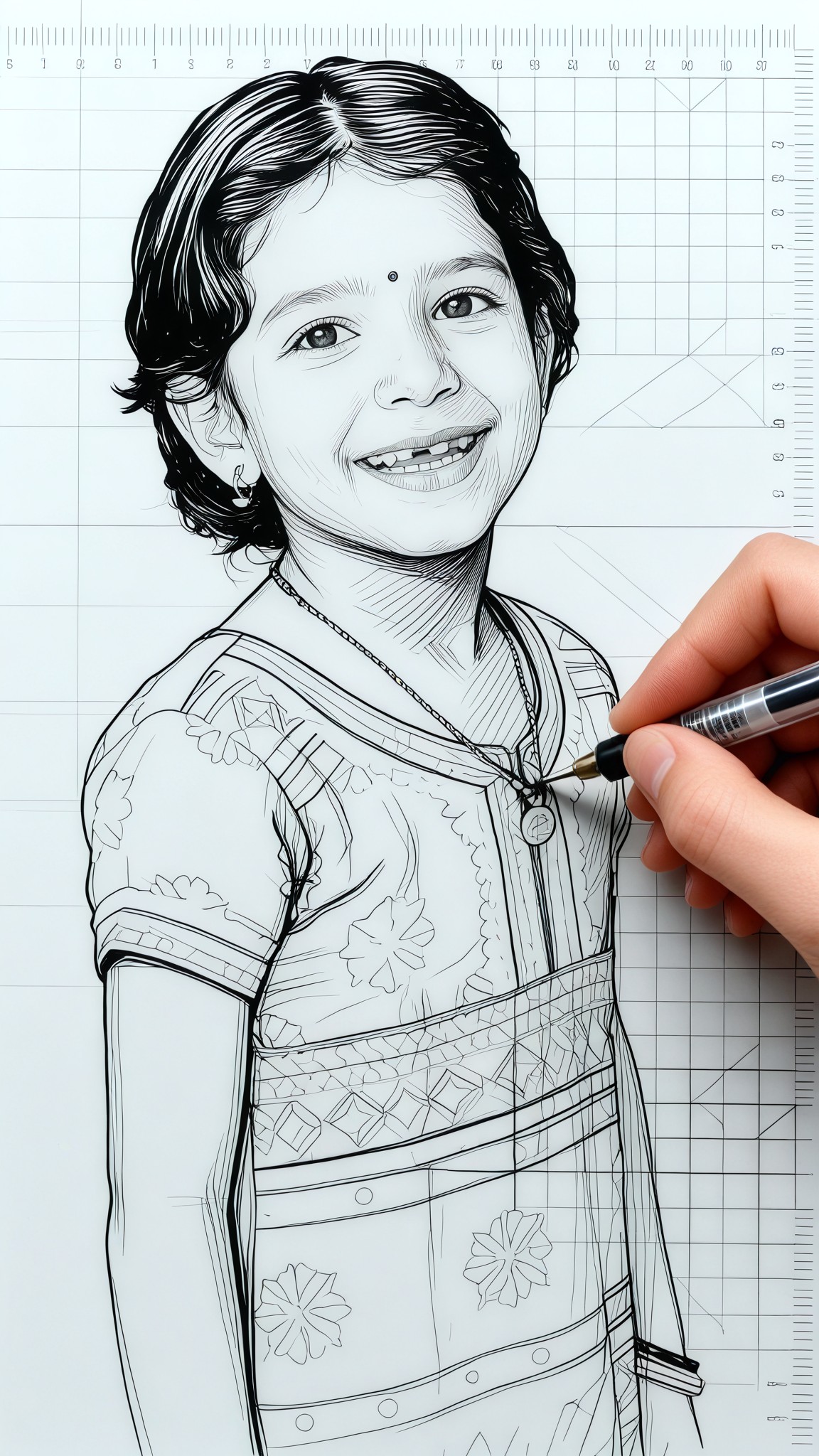 Minimalist pen line drawing style image