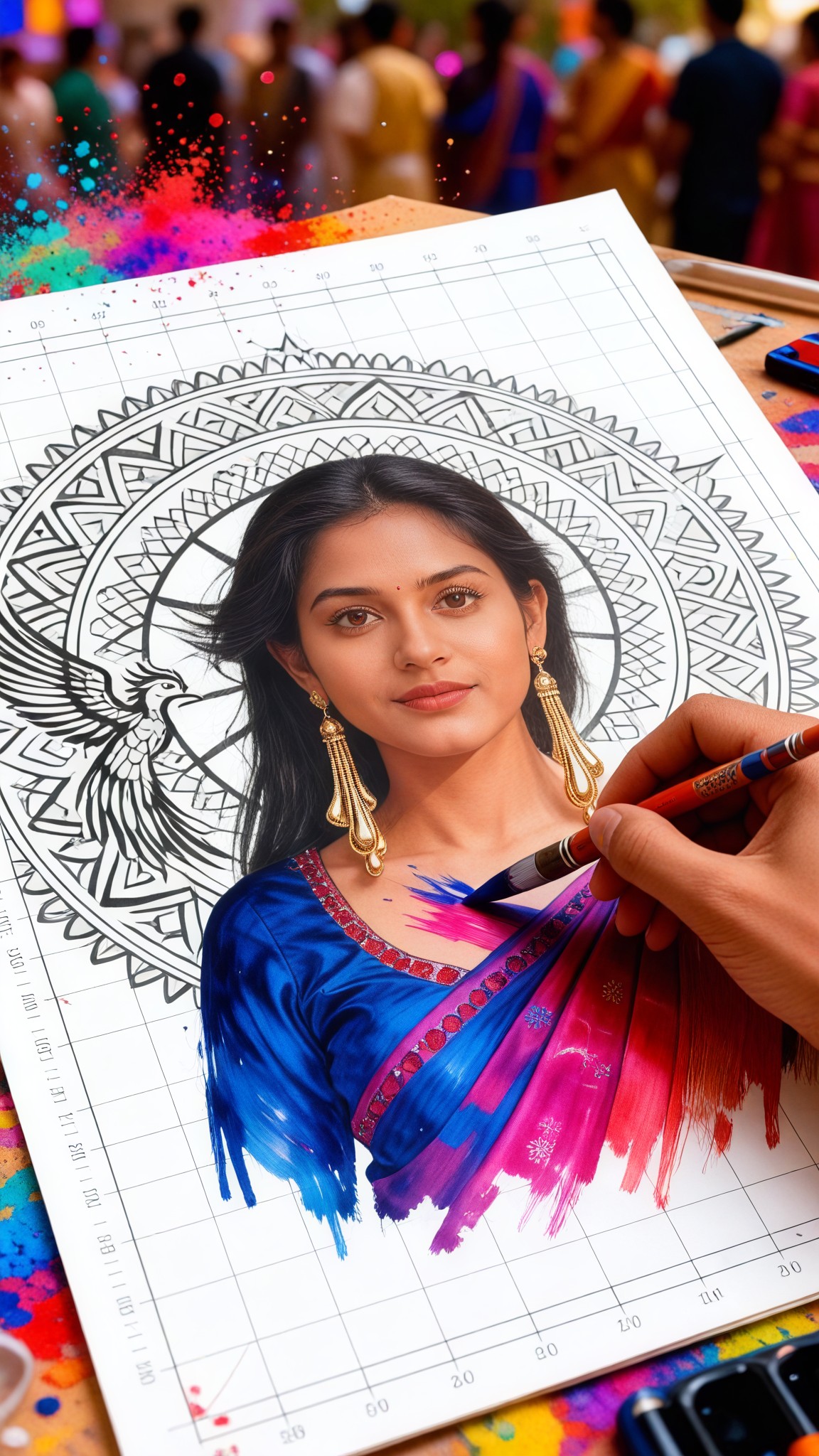 Background Painting of Mithila Folk Art image