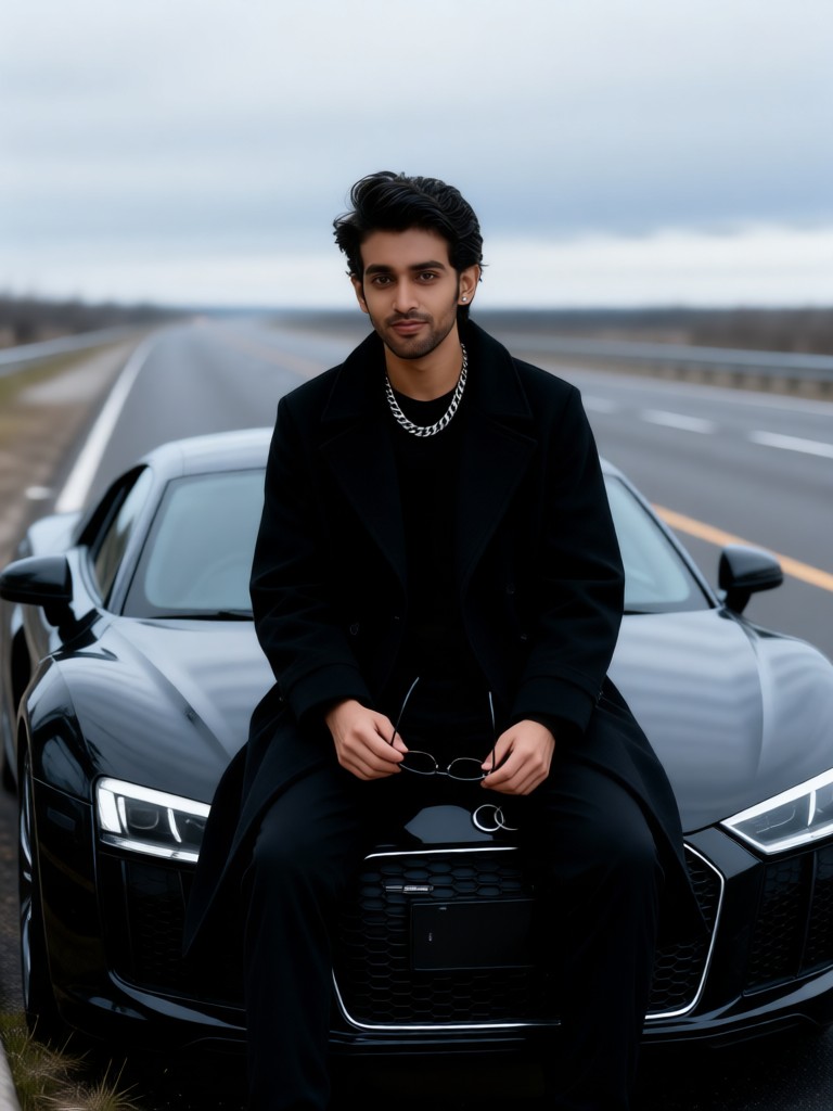 Lean against the car：14 image