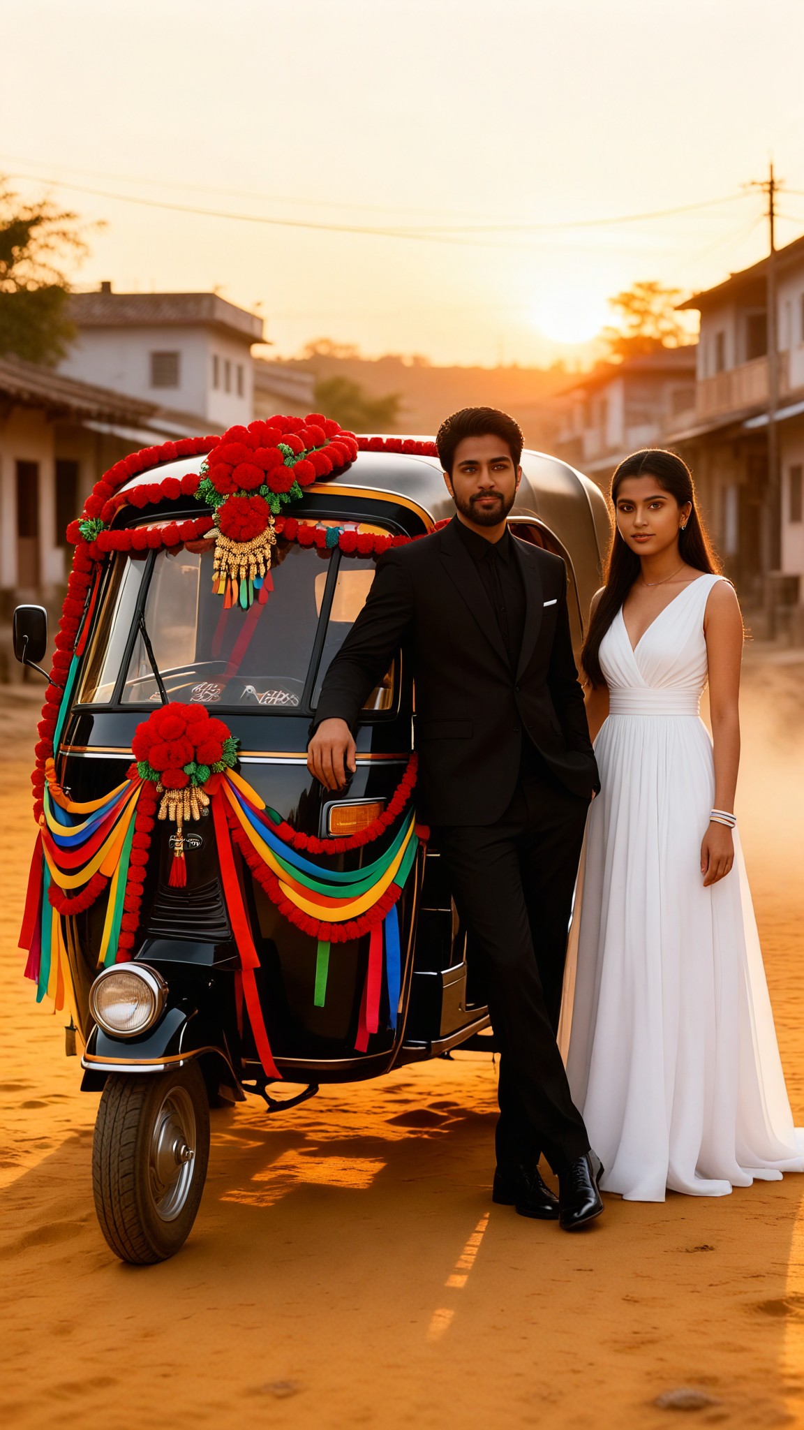 Romantische Hochzeit auf indischen Straßen image