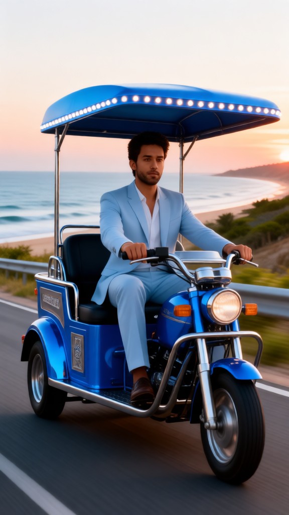 Freedom feeling of seaside tricycle image