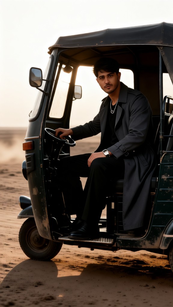 Indian Tricycle on Wasteland Road Wind image