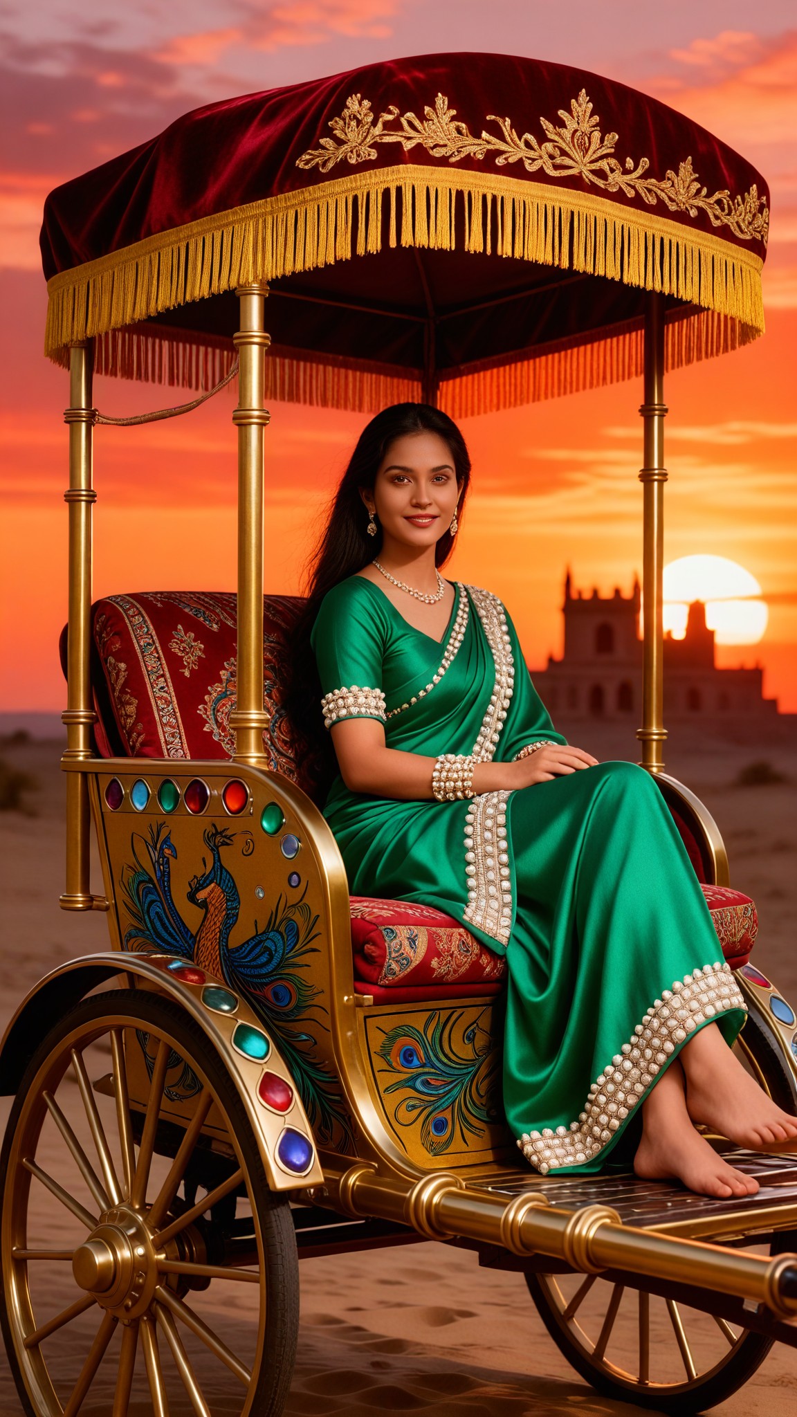 The luxurious three-wheeled vehicle of the ancient castle image