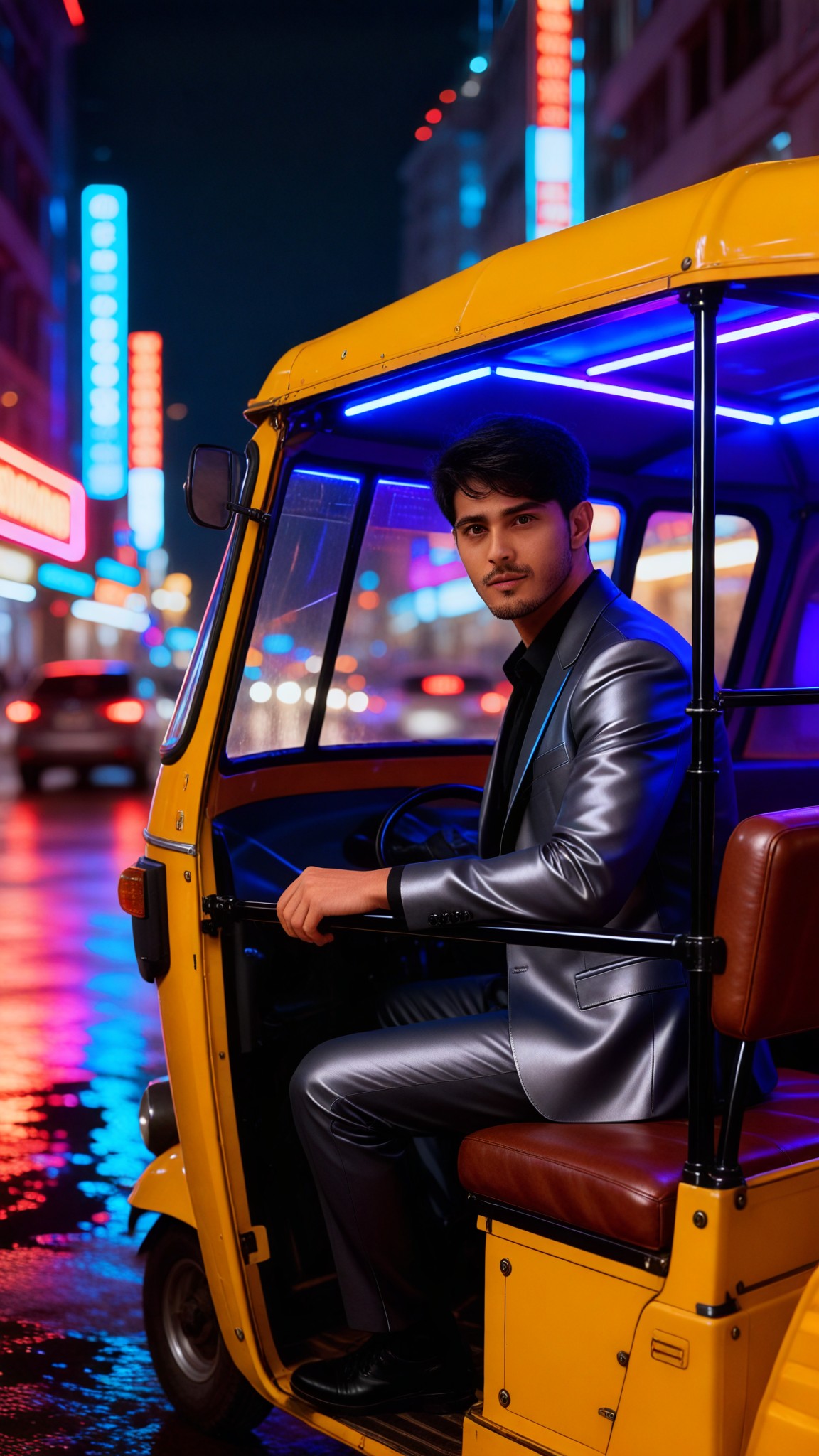 Neon Cyber Style Tricycle Vehicle image