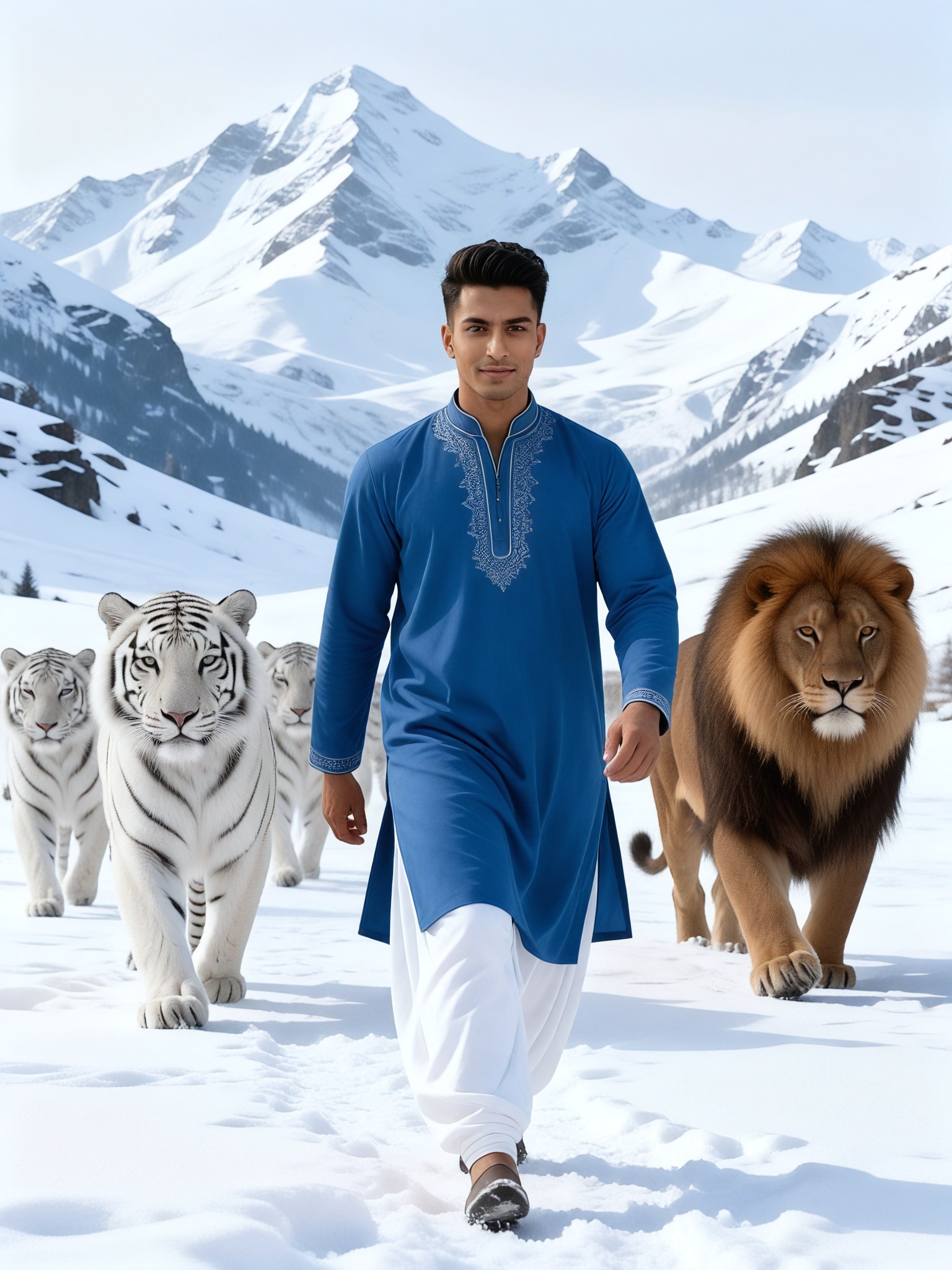 The tiger and the lion are behind. image