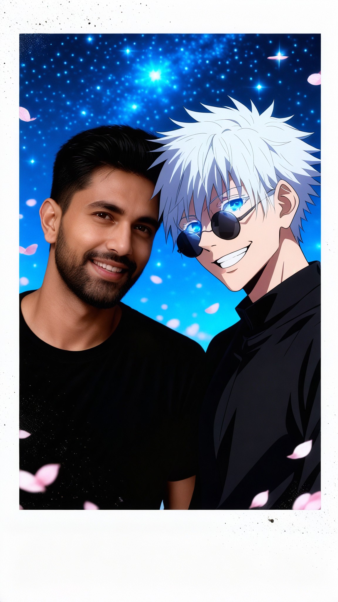 Taking a group photo with Gojo Satoru under the starry sky image