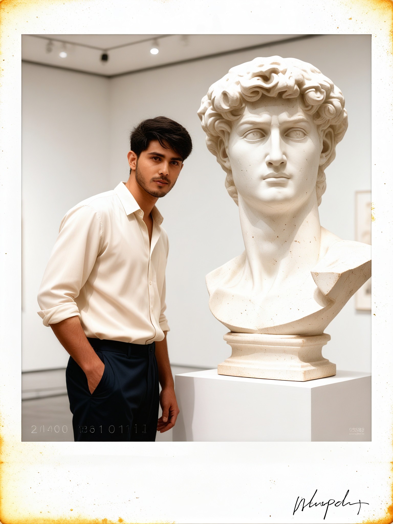 Polaroid photo with the David sculpture image