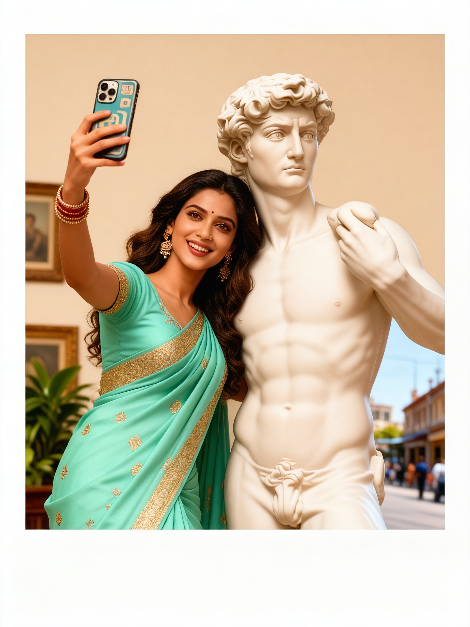 Polaroid photo with the David sculpture image