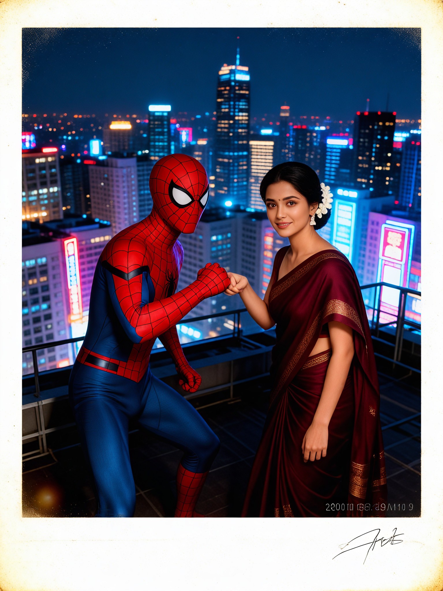 Photo with Spider-Man on the rooftop image