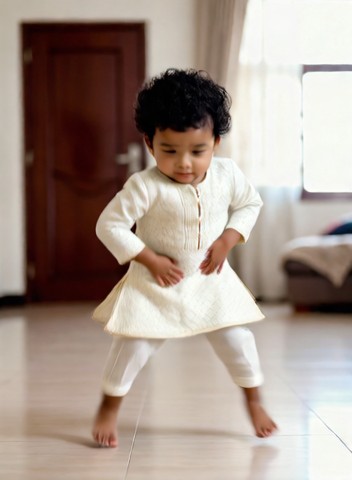 The baby shows off while dancing image