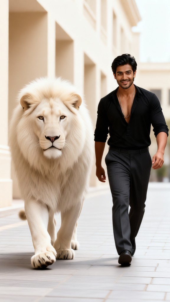 Temperament Man and White Lion image