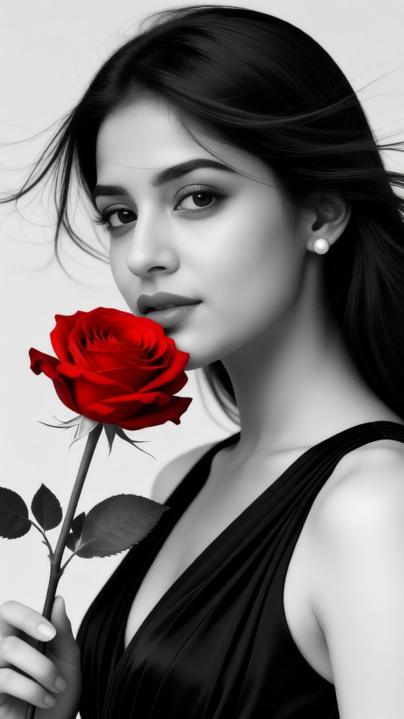 Black and white roses image