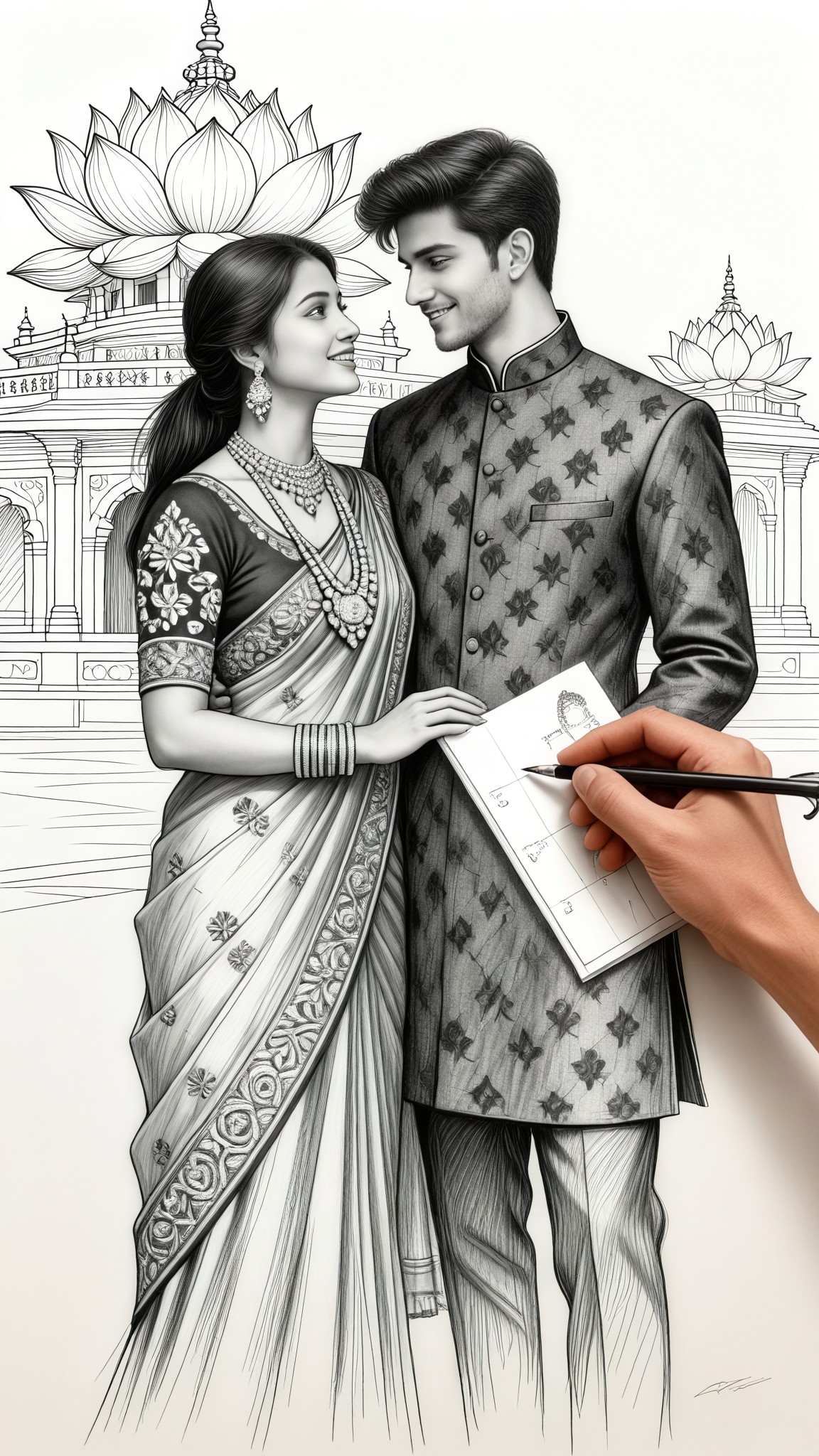 Pencil Hand-drawn Portrait Sketch image