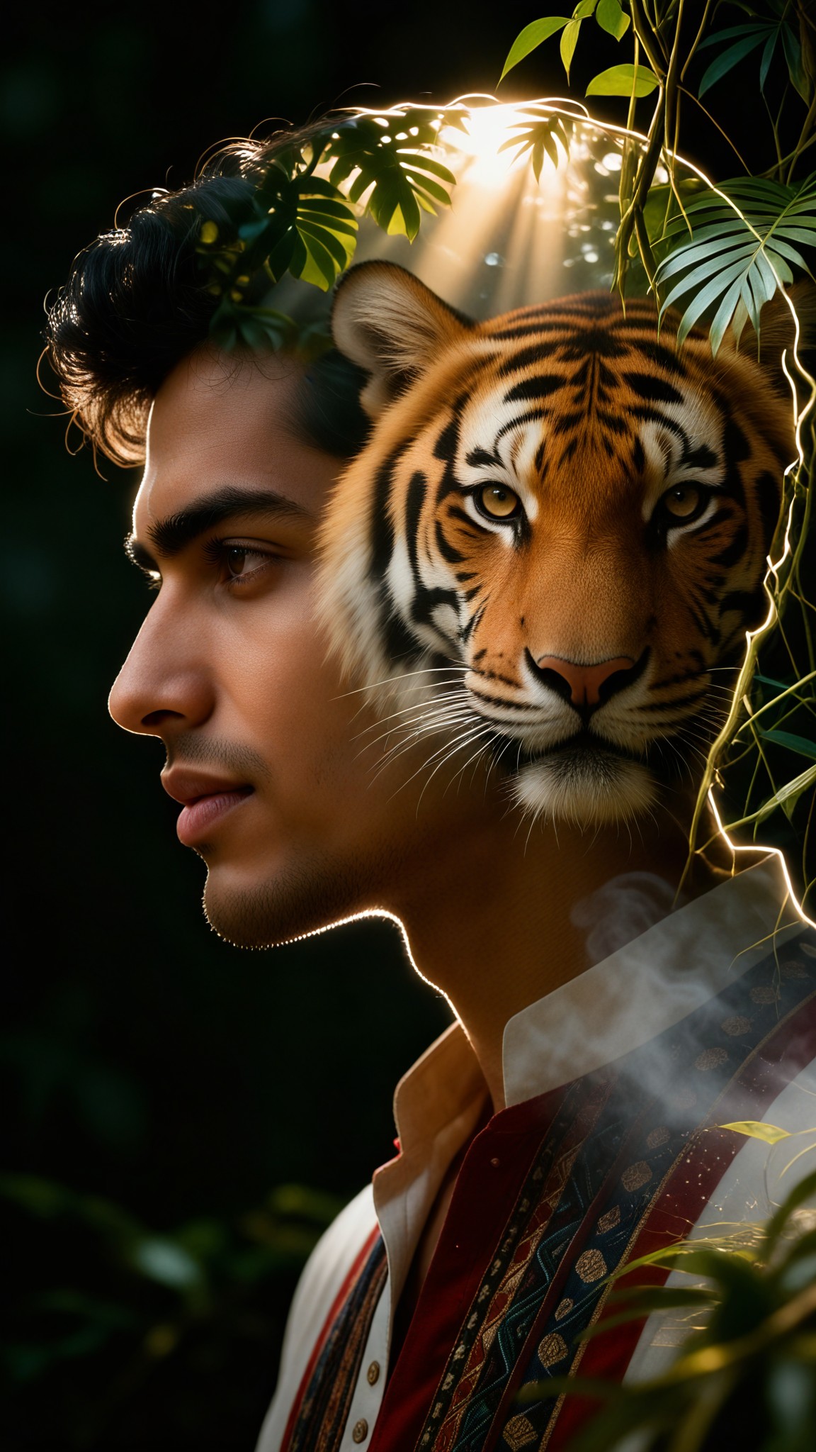 Double Exposure：Man and Tiger image