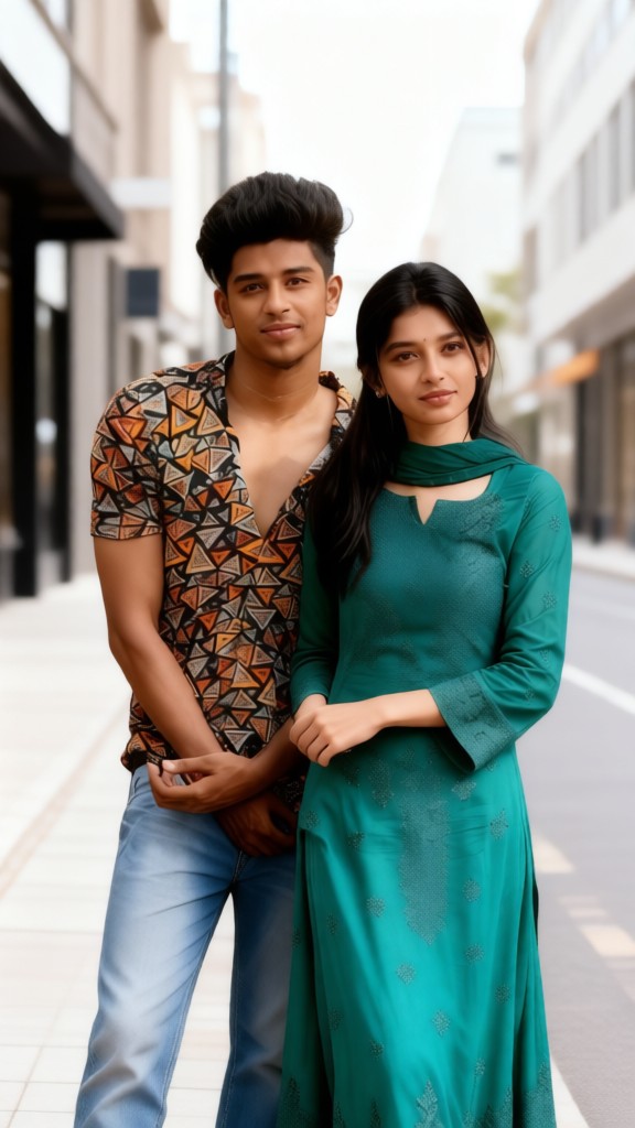 A couple travels to a romantic seaside image