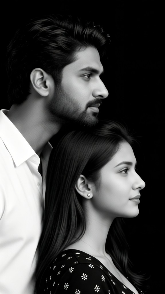 Couple side profile wallpaper image