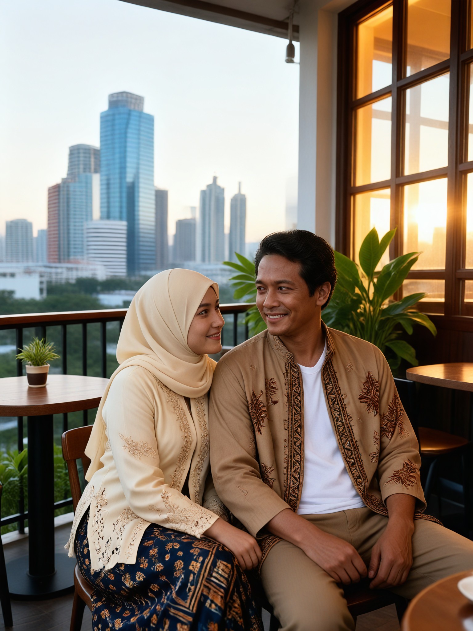 Earth Tone Batik Couple image