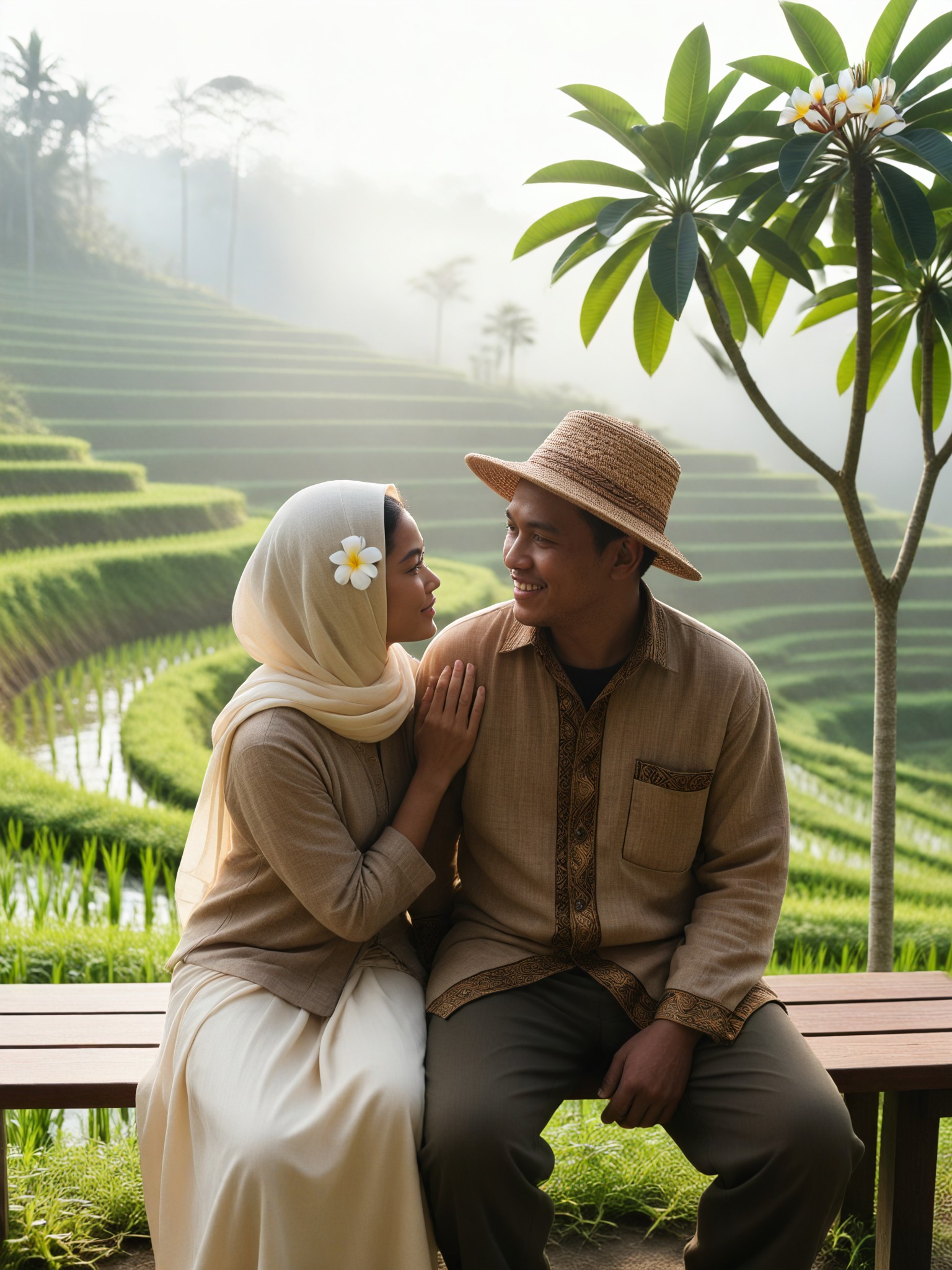 Rice Field Bench Couple image