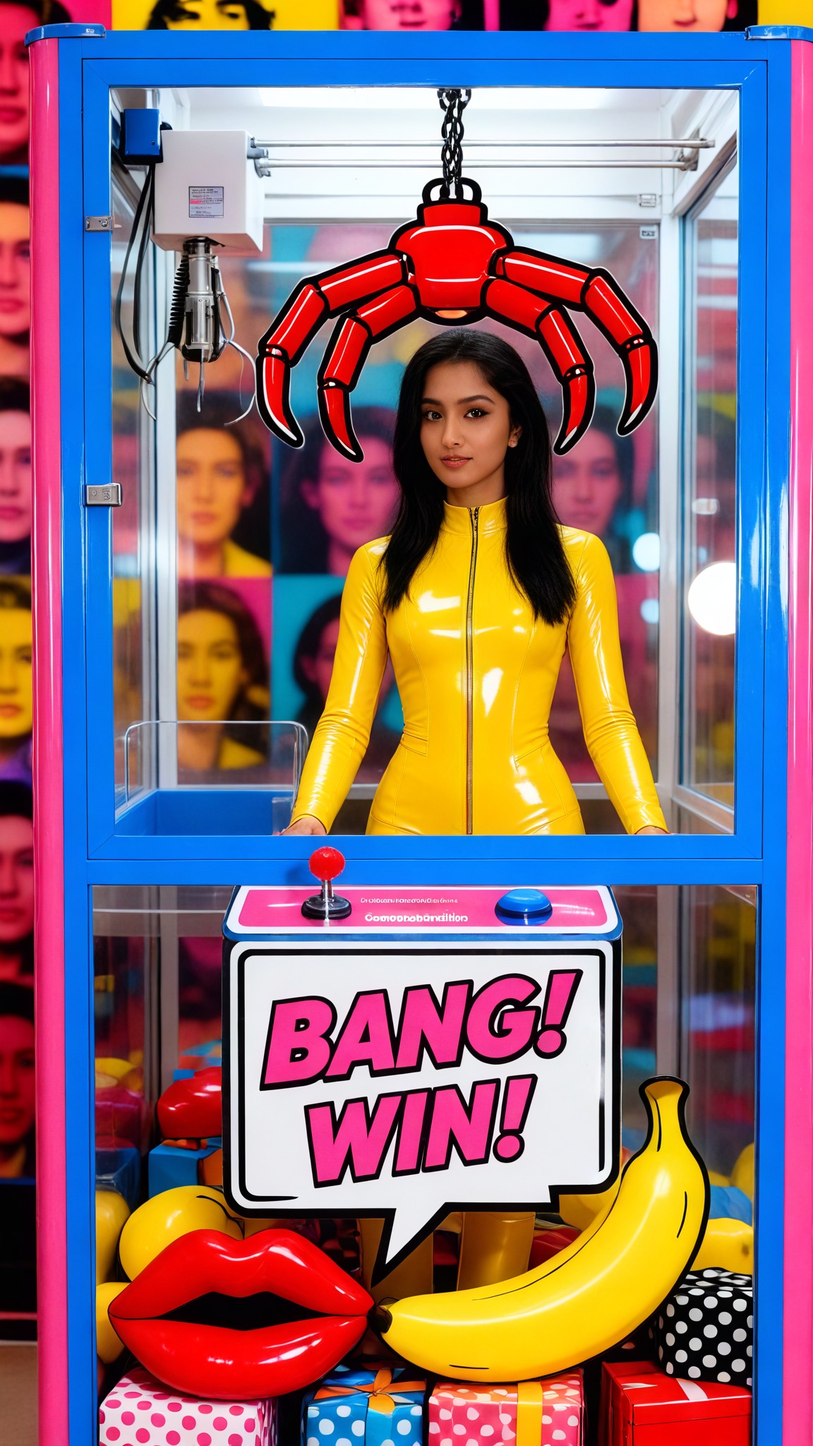 Woman in the comic content style claw machine image