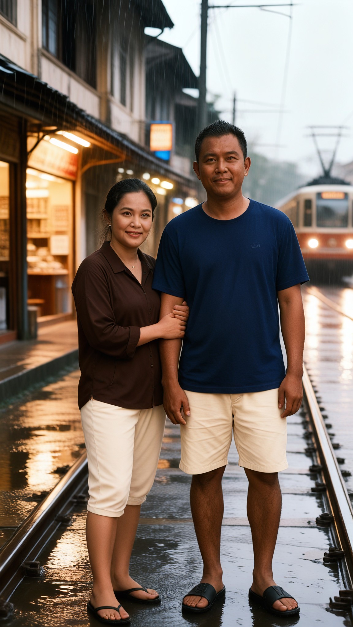 Rain Tram Wallpaper image