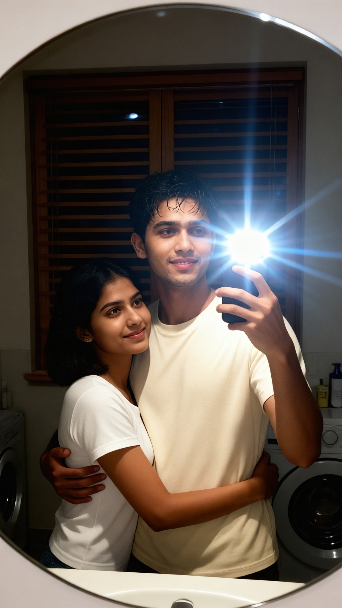 Family bathroom selfie image