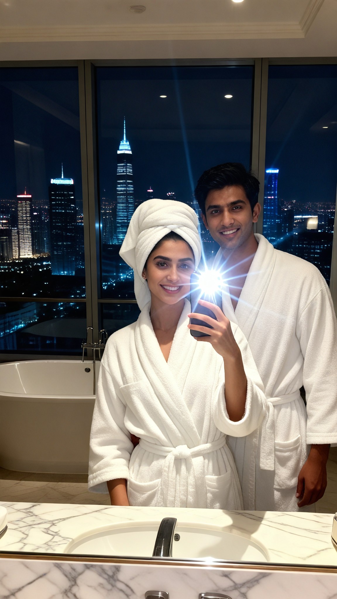 Selfie in the hotel bathroom image