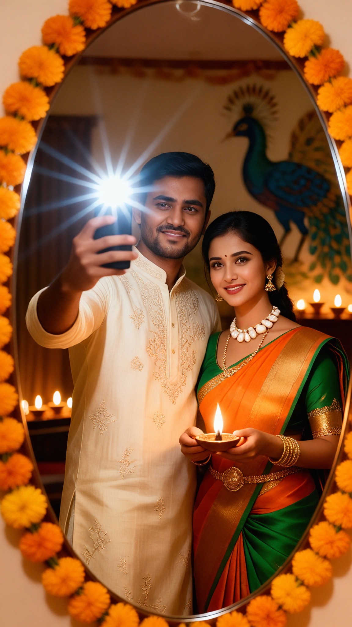 Couple selfies during Diwali image