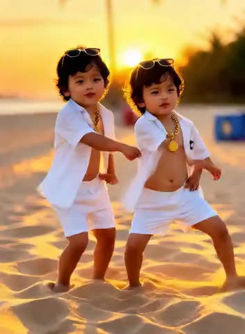 Twin babies dancing image