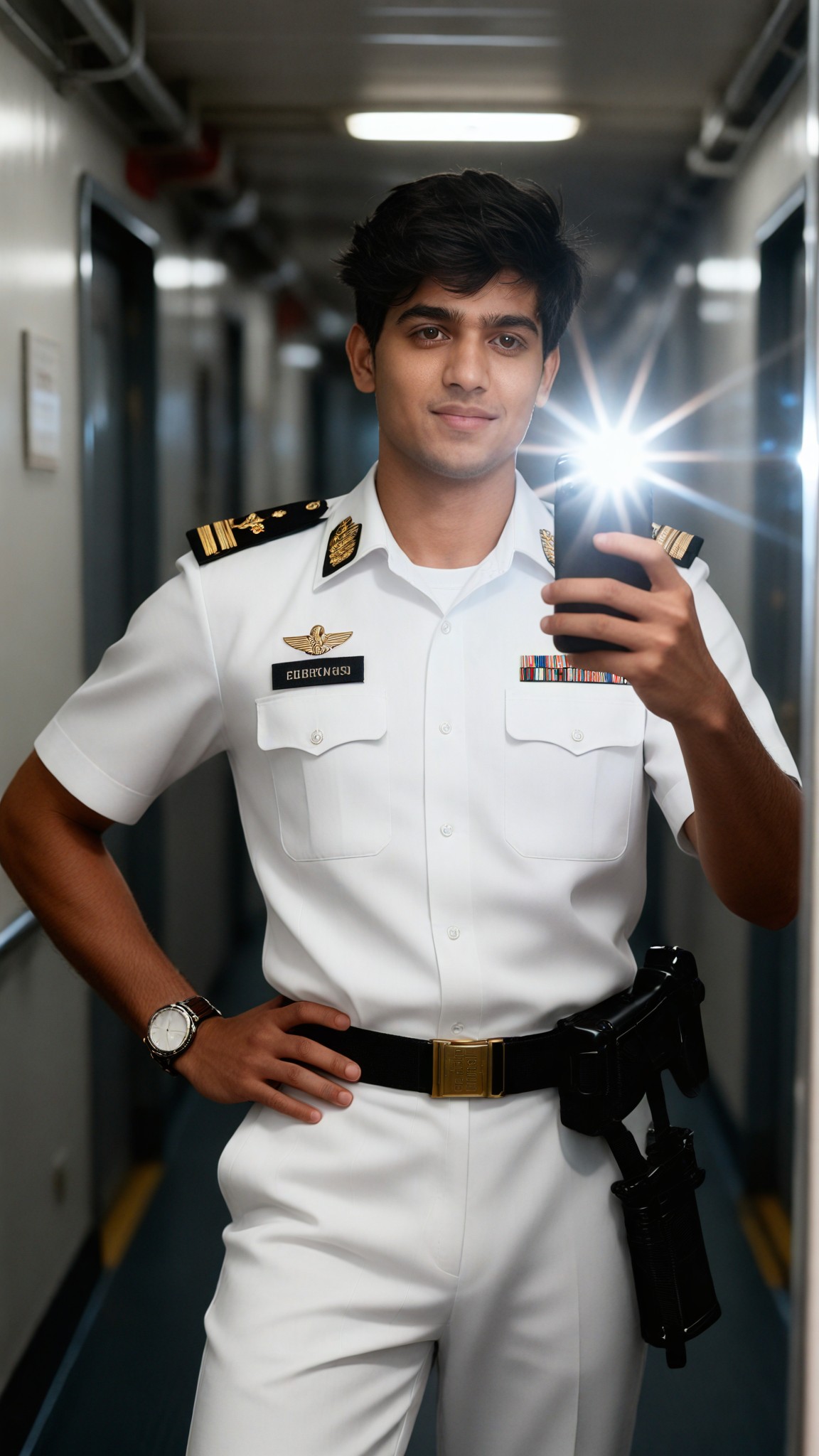 Naval officer's selfie image
