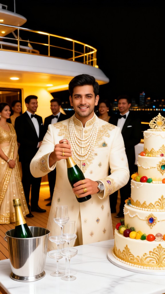 Mr. Ba happily opened champagne image
