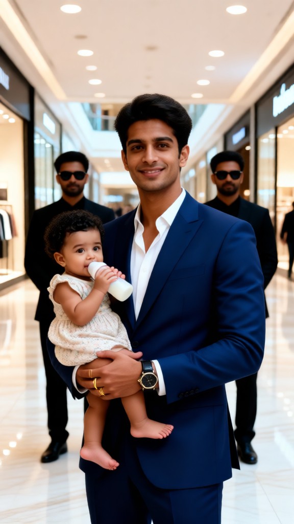 Mr. Ba led his child to inspect the shopping mall image