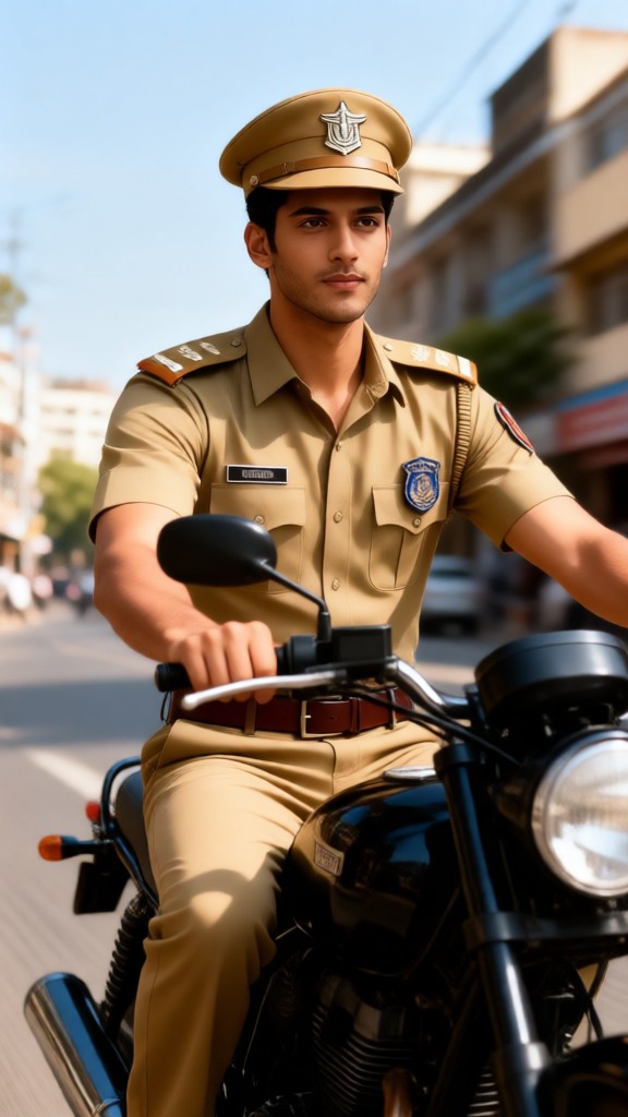 Police riding a motorcycle image