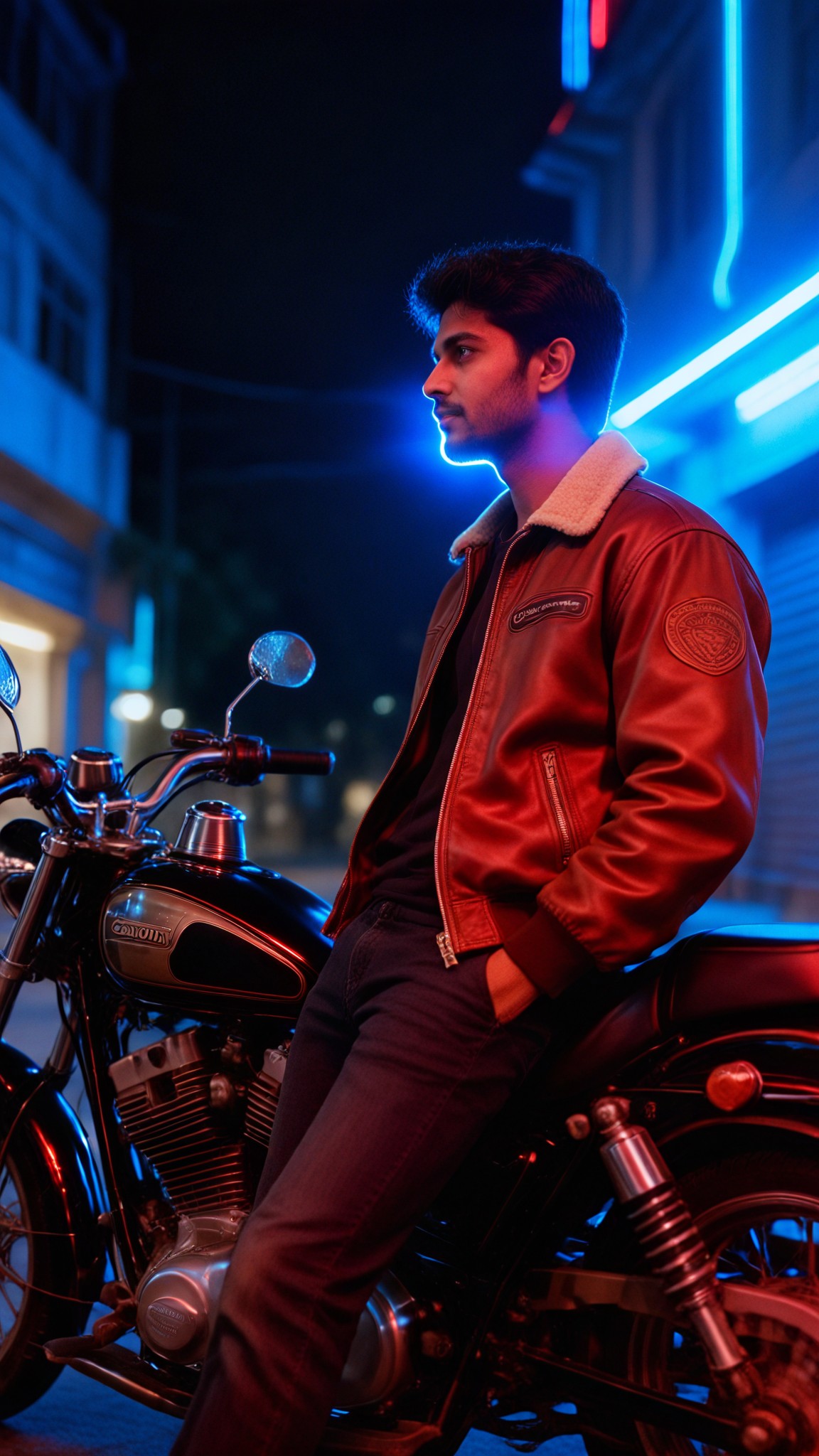 Mumbai Biker Night Portrait image