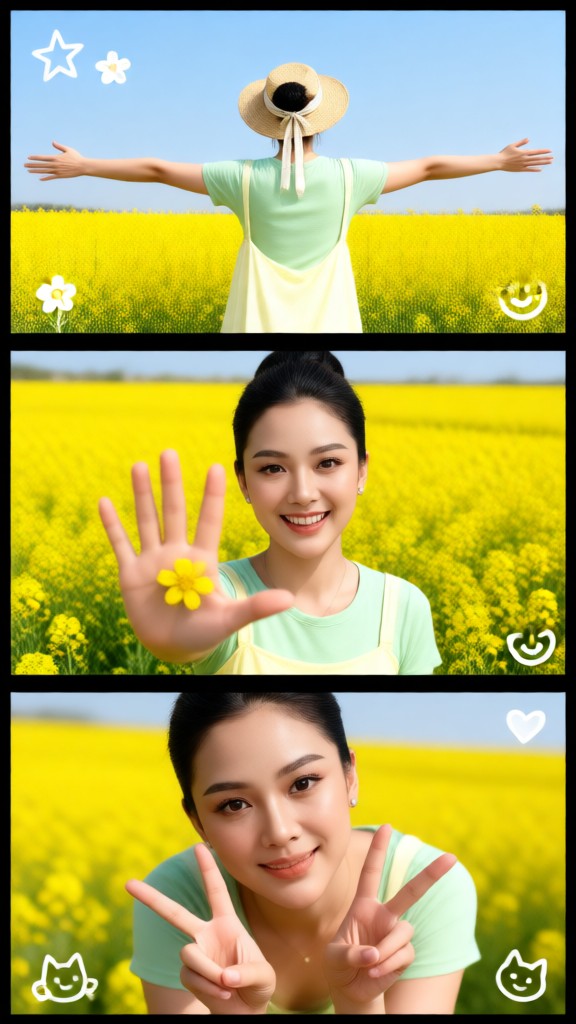 Rapeseed Flower Field Three Grid Poster image