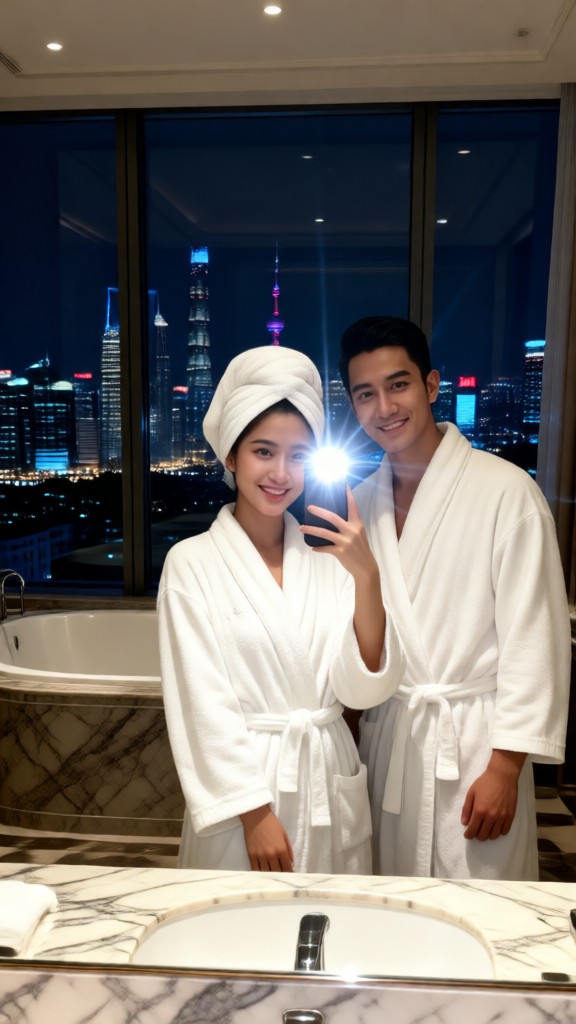 Selfie in the hotel bathroom - ID image