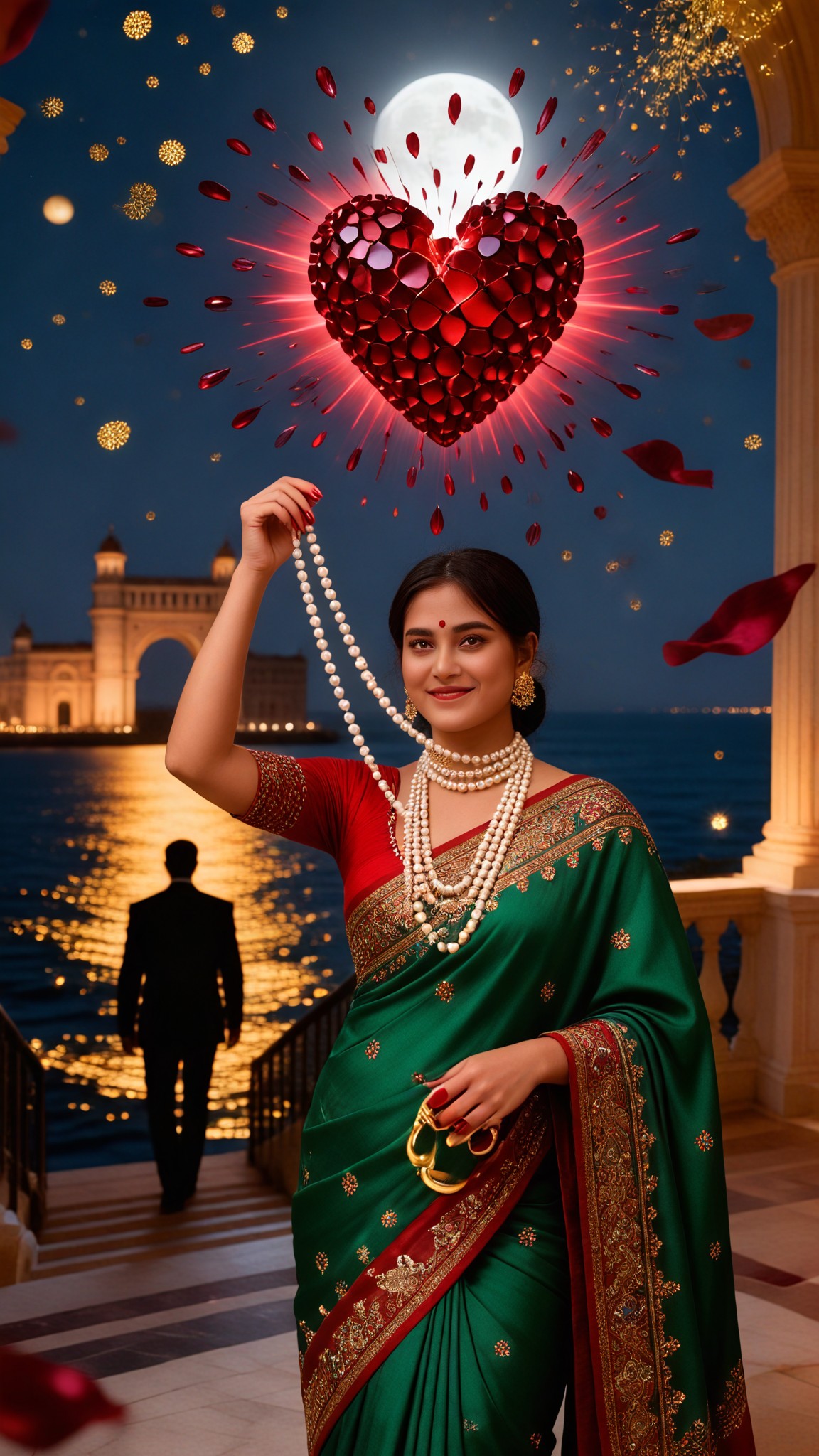 Beautiful woman on the balcony of a luxurious palace image
