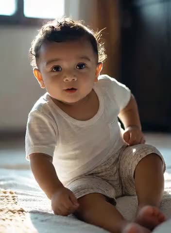 The baby is laughing loudly image