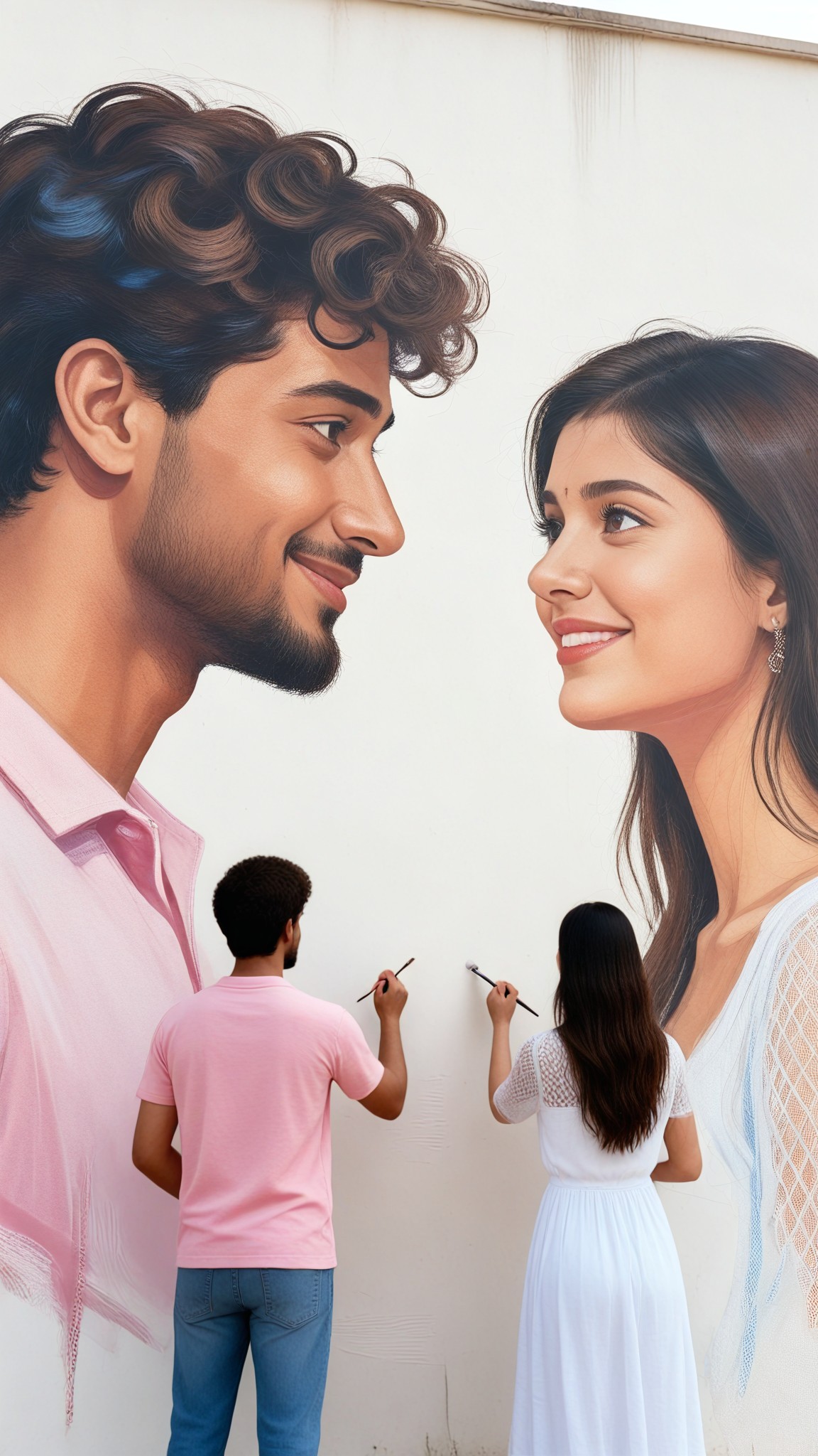 Couple Wall Portrait Paint Together image
