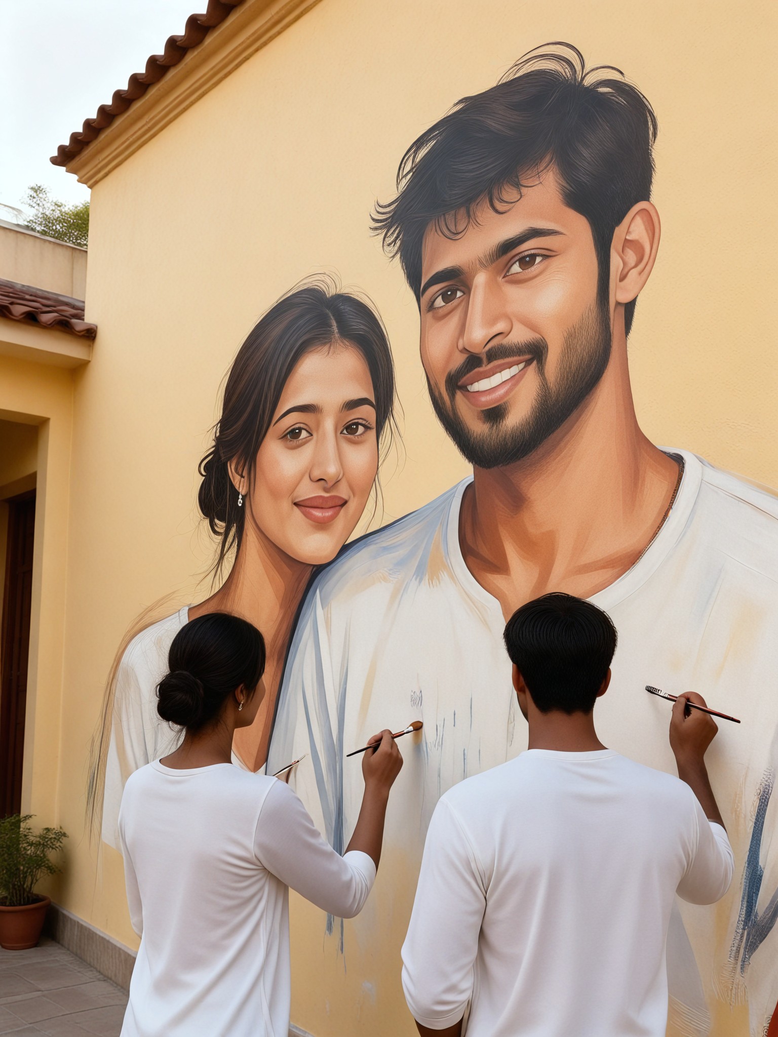 Couple Wall Portrait Paint Together image